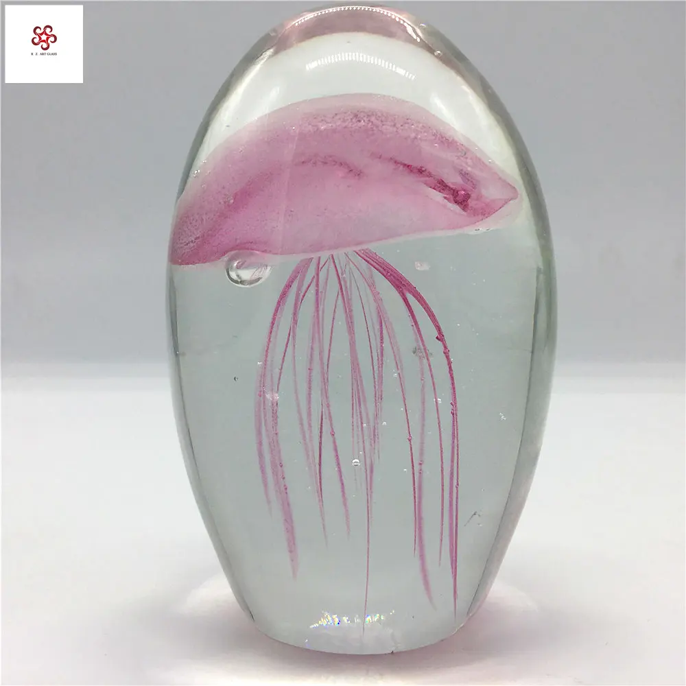 Transparent regenschirm form beste verkauf kunst glas quallen briefbeschwerer