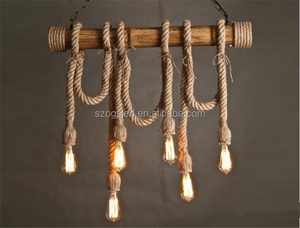 Industrial de <span class=keywords><strong>la</strong></span> vendimia <span class=keywords><strong>cuerda</strong></span> de Cáñamo De Bambú <span class=keywords><strong>Restaurante</strong></span> Hierro lámpara de Techo Decorativo LLEVÓ colgando luz - Product Image 1