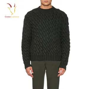 Para hombre de lana de Merino de punto grueso Cable Jersey de invierno suéter