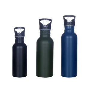 Пользовательская 500 мл 750 мл рекламная одностенная Спортивная бутылка для воды из нержавеющей стали с соломинкой