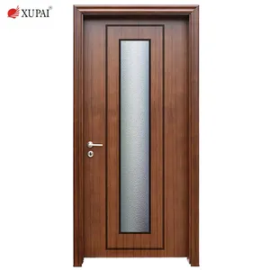 Simple design teak wood main entrance carving doors Xupai wood veneer with painted white primer shaker door