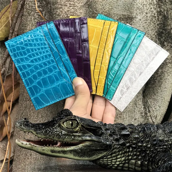 OEM ODM Custom luxury genuine alligator women men crocodile leather business ID or bank Atm credit card holder wallet