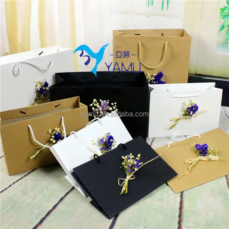 도매 판매 중국 복고풍 선물 가방 신선한 꽃 종이 가방