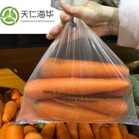 100% Composteerbare Transparante Plastic Voedsel Fruit Groente Verpakkingen Zakken Biologisch Afbreekbare Supermarkt Platte Productie Zak Op Rol
