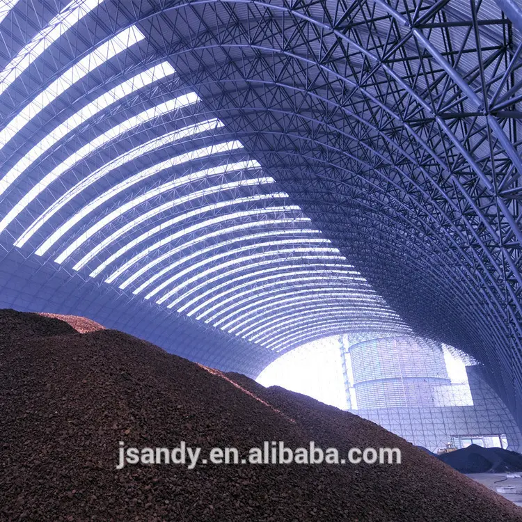 סין יצרן מחיר אור מד פלדה מבנה בניין שטח מסגרת גג כיסוי עבור פחם אחסון חצר לשפוך