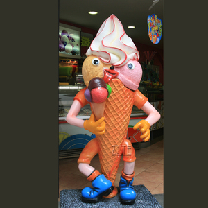 Statue de cône de crème glacée en fibre de verre, décoration de magasin personnalisé, taille de vie - Product Image 2
