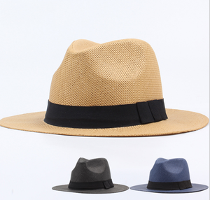 Bob unisexe en paille unie, <span class=keywords><strong>Chapeau</strong></span> fédora, coiffe de plage, soleil, Panama, couvre-chef pour femmes et hommes, décontracté, visière, collection été - Product Image 6