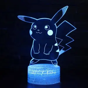 Veilleuse LED 3D Pokemon, lampe de bureau avec 7 couleurs changeantes, bouton tactile, décoration d'intérieur