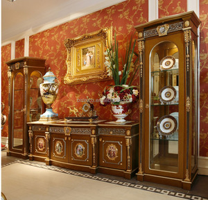 Luxury French Rococo Living Room Furnitur TV <strong>Cabinet</strong> Set/ <strong>Retro</strong> Vivid Hand Carved Solid Wood TV <strong>Cabinet</strong> &amp; Display <strong>Cabinet</strong> - Product Image 6