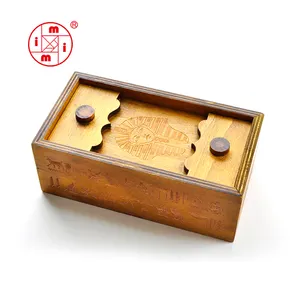 Hot sale wooden magic trick puzzle box with secret box for kids and adults gift