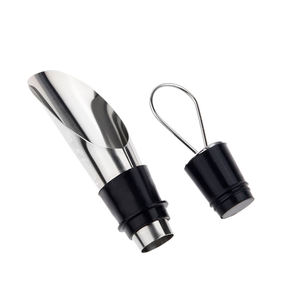 الفولاذ المقاوم للصدأ قابلة لإعادة الاستخدام مدفق نبيذ وسدادة اثنين في واحد هدية للنبيذ تعادلات الاستخدامات المنزلية ، محكم و بالتنقيط زجاجة مجانية - Product Image 3