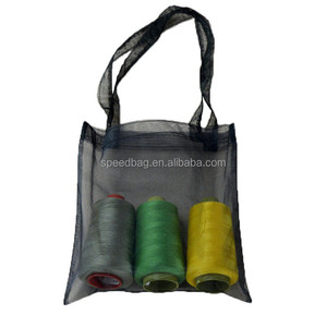 Cabas en organza avec logo imprimé personnalisé sac fourre-tout pour dames sac à provisions transparent en maille portable en coton pour les voyages en plein air - Product Image 3