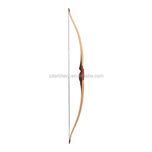 Wooden laminated recurve one piece long bow kids and ladies hunting and training archery bow and arrow