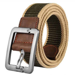 Personnalisé Style <span class=keywords><strong>Militaire</strong></span> Hommes Noir Kaki Rayé Tissé <span class=keywords><strong>Toile</strong></span> Sangle Ceintures Pour Gardes En Cuir - Product Image 3