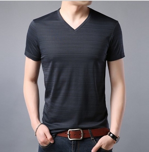 T-Shirt da <span class=keywords><strong>uomo</strong></span> con scollo a V <span class=keywords><strong>mezza</strong></span> <span class=keywords><strong>manica</strong></span> Slub t-Shirt in <span class=keywords><strong>cotone</strong></span> con maglietta bianca - Product Image 6