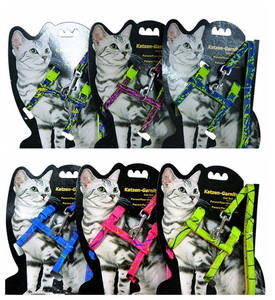 Grosir cukup aman pelepas cepat tali kucing Breakaway dengan Harness disesuaikan tali kerah kucing anjing poliester pola bunga - Product Image 2