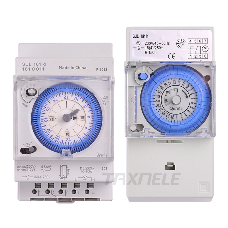 Mechanical Timer Switch – 24-Hour Programmable, 110-230V 16A, DIN Rail Mount, Manual/Auto Mode, Transparent Cover – SUL181H