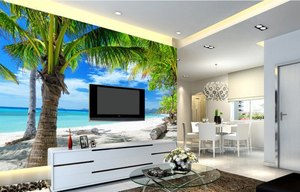 Dekoratif duvar kağıdı için Bar 3d deniz manzaralı plaj manzara <span class=keywords><strong>Hawaii</strong></span> yatak odası oturma odası duvar Modern duvar kağıdı 3d - Product Image 5