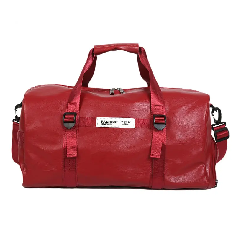Wholesale custom durable outdoor pu leather duffle bag large sport travel duffel gym bag