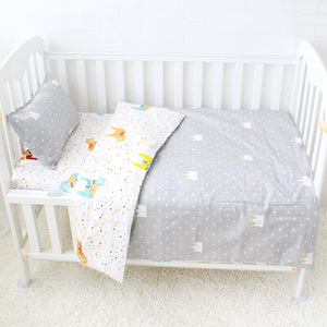 Gris personalizada corona patrón de algodón súper suave bebé cuna babi juegos de ropa de cama para niño - Product Image 1