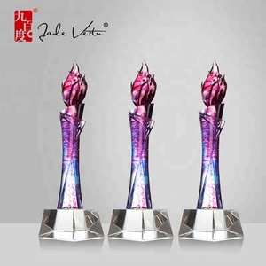 Trophée en forme de flamme de feu en cristal K9 Jadevertu, forme de bougie, haute qualité, pâte de verre, art, logo personnalisé gravé, coloré - Product Image 2