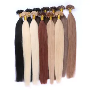 Pre Bonded U Tip i tip Hair Straight Nails Peruvian Human Hair 8-50 inch Keratin Fusion Hair Extensions black blonde