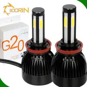 G20 led大灯灯泡汽车h7 h11 9005 hb3 h15 4 侧led cob芯片 80w 6000k氙白色替换c6 s2 头灯led 55w