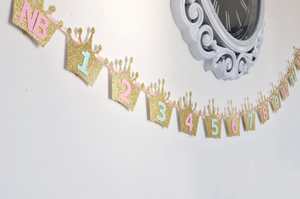 Bannière Photo d'anniversaire, bannière Photo de bébé de 1er anniversaire décor de <span class=keywords><strong>fête</strong></span> d'anniversaire pour nouveau-né à 12 mois - Product Image 2