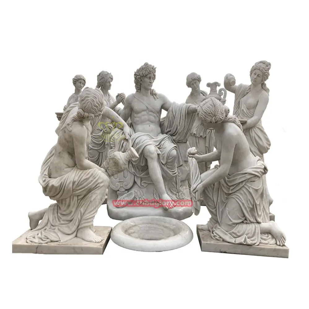 Berühmte Gartenspiegel Wasser Straßenlandschaft Design Steinkunst Skulptur Marmorstatuen Apollo-Badebrunnen