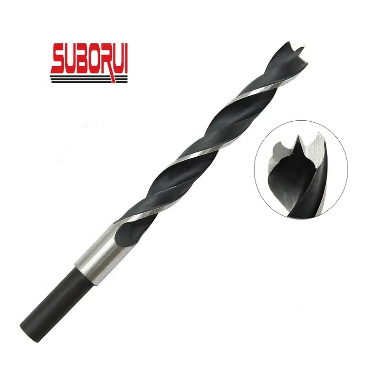 De acero al carbono laminado en negro reducido mango doble flauta de madera mano herramientas para la madera de precisión de perforación