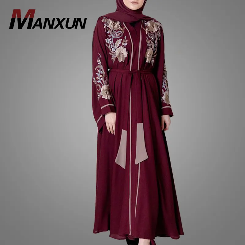 למעלה איכות שפתוחה היפה ביותר קימונו פתוחים מוסלמיים העבאיה אופנה רקמת עיצוב רחב שרוול בגדים אסלאמיים בדובאי