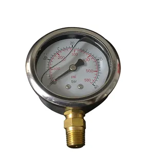 Brass Connector Hydraulic SS Case Liquid Filled Gas Water Pressure Gauge