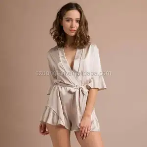 Silky Satin Phù Dâu Robes Phù Dâu Ăn Mặc Romper Chuẩn Bị Sẵn Sàng Đám Cưới