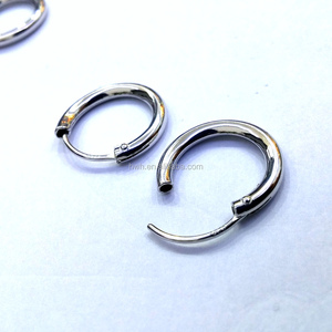 Pendientes de tubo hueco de plata de ley H192-2x15mm, aros chapados en rodio - Product Image 3