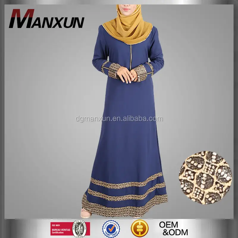 Dark blue fashion jubah and abaya muslim china OEM fashion muslim dress 2016 fashion baju muslim abayas