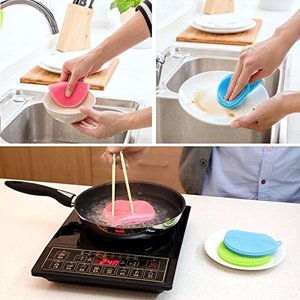 BPA-Free <strong>Silicone</strong> Cleaning Brushes Multi-Function <strong>Antibacterial</strong> Dish Mop and Wash Bowl Scrubbing Pad Hand Style Kitchen Tool - Product Image 4