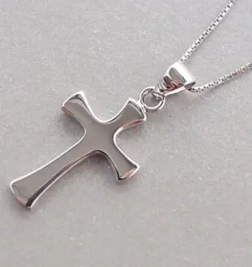 Direct manufacturers Jesus 925 smooth plain sterling silver cross pendant simple matching cross