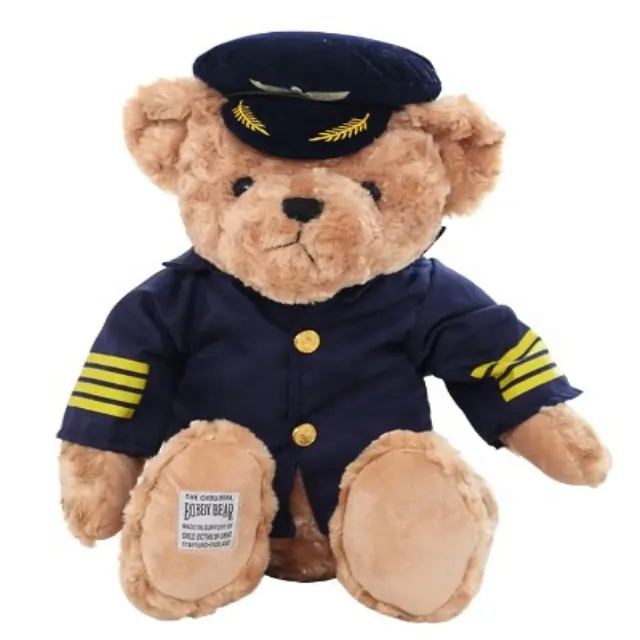 Dropshipping Pilot Teddy Bear Plush Toy Cute Captain Bear Doll Stuffed Animal Toys Birthday Gift Kids Toy Baby Doll for Children