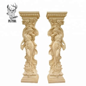 Columnas Romanas Clásicas de Lujo en Mármol Natural con Estatua de Mujer en Mármol - Product Image 4