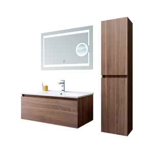 Mobile <span class=keywords><strong>Bagno</strong></span> Sospeso Antico Senza Vernice, Set Mobiletto Sottolavabo da Parete con Lavabo Integrato - Product Image 1