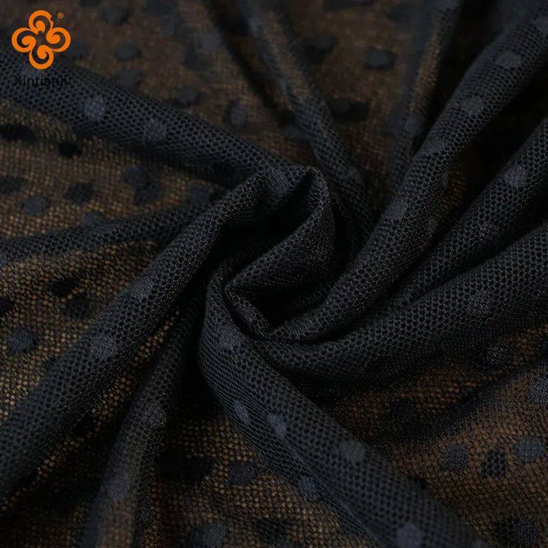 Têxtil jacquard tecido de renda vestido de noiva preto