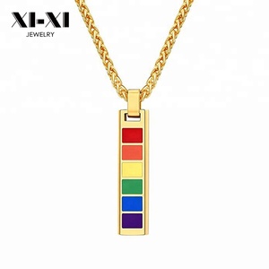 Collier <span class=keywords><strong>Gay</strong></span> arc-en-ciel avec pendentif, chaîne rectangulaire, personnalisé, bijoux pour la mariée, cadeau