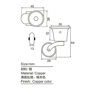Messing <span class=keywords><strong>caster</strong></span> rad goldene <span class=keywords><strong>caster</strong></span> messing runde castor - Product Image 5
