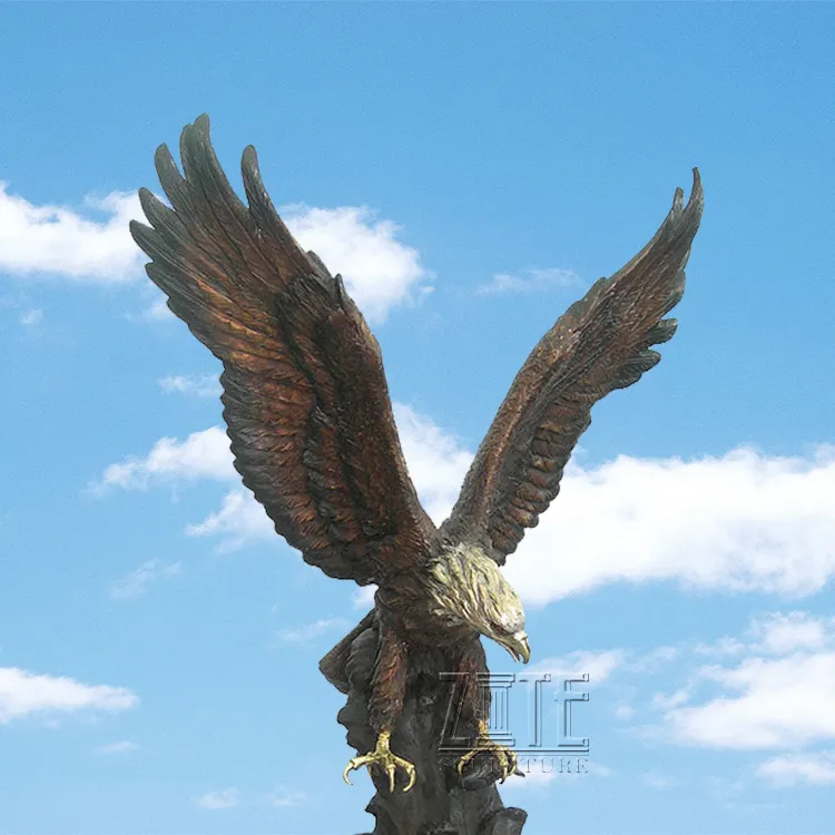 Decoração de jardim grande metal bronze ferro fundido águia estátua escultura