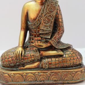 Estatua de Buda <span class=keywords><strong>Zen</strong></span> Sentado de Estilo Tailandés Antiguo en Bronce Dorado, Fabricada a Medida en Resina, Venta al por Mayor - Product Image 4