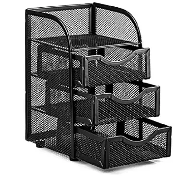 Kostenlose Muster versorgung Büroartikel Modern Minimalist Metal Mesh Cabrio Black Desk Organizer