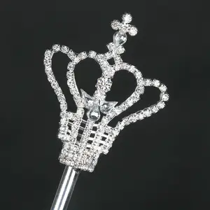 19" Clear Crystal Sceptre Props Wedding Bridal Birthday Party Costumes Wand Queen Princess Pageant Scepter