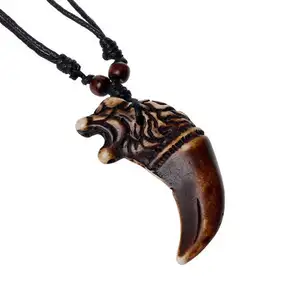 PK110 Huilin Wolf Tooth Necklace Dragon Designs Vintage Men Women Custom Necklace