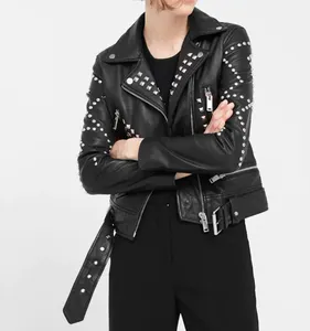 Großhandel Custom Punk Studded Biker Kunstleder Jacke Frauen