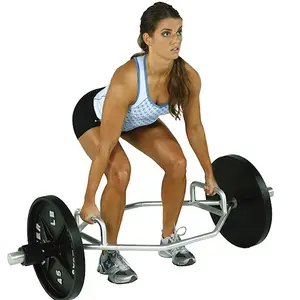 Fitness geräte 28Mm Fitness Poliert Chrom Körper Sicherheit Gebogenes Gewichtheben Hex Trap 20Kg Gym Lang hantel Bar